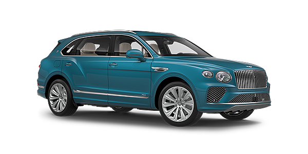 Automobile Nemeth AG Bentayga Extended Wheelbase Azure luxury SUV front three quarter in Topaz Blue by Mulliner paint